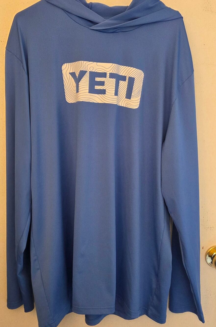 YETI Wave Logo Badge Hooded Long-Sleeve Sunshirt Blue - Size XXL